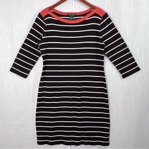 Lauren Ralph Lauren Cotton Striped Sheath Shirt Dress‎ Size L